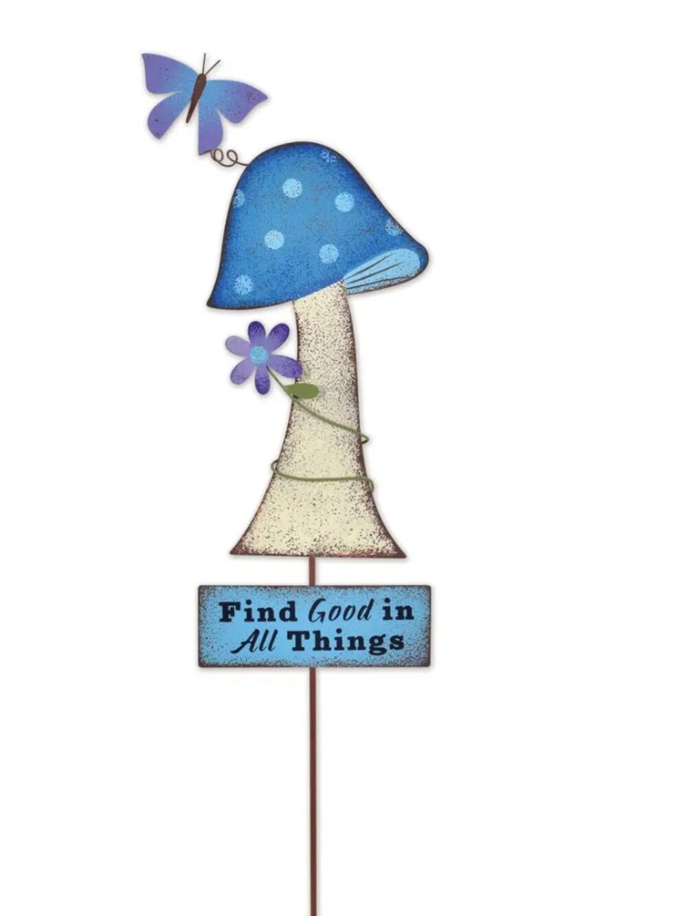 Whimsical Garden Blue Mushroom Plant Pick